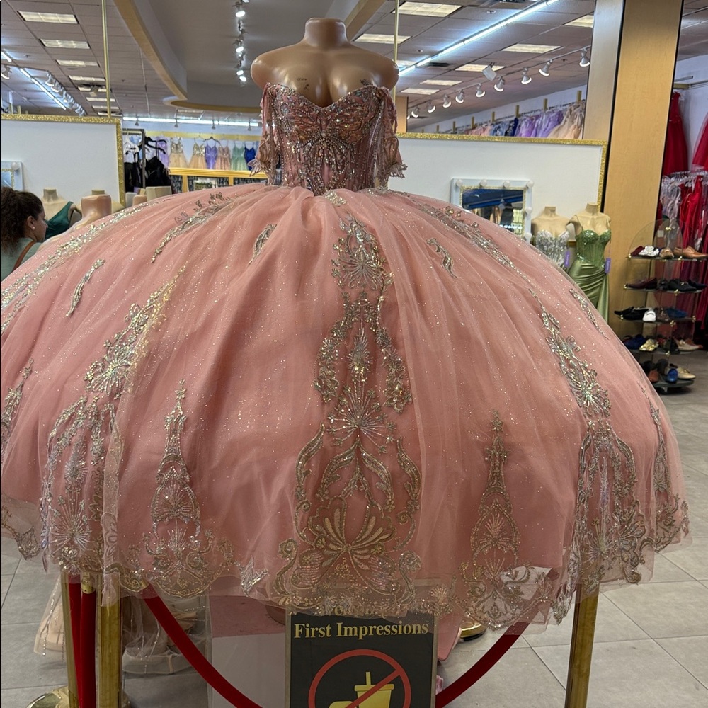 First Impressions Pink and Silver Formal Dress